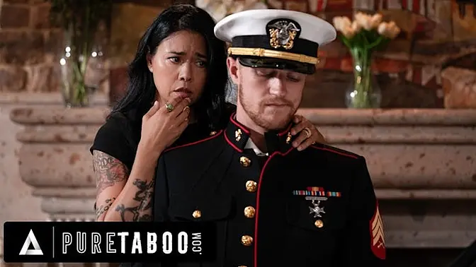 Lonely widow Dana Vespoli drills stepson in military gear