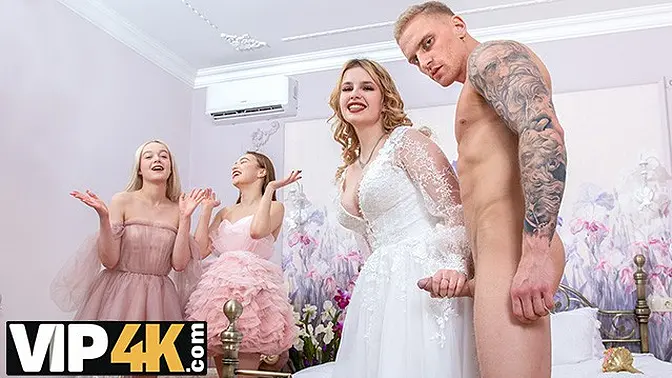 Bride's wedding day foursome goes wild - Russian bride fucked on her wedding day