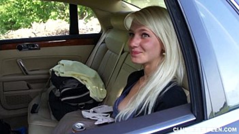 Sexy blonde teeny exchanges head for wheels