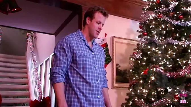 Christmas Blonde beauty with Monster Fake Jugs Gets Pounded