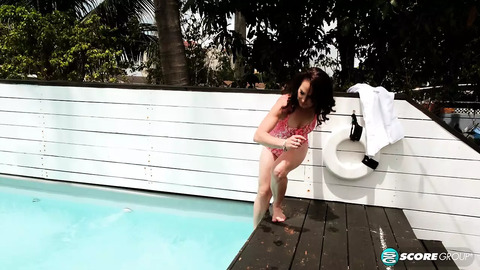 Pool boy's pleasure palace, Carrie Anne's slippery surrender\