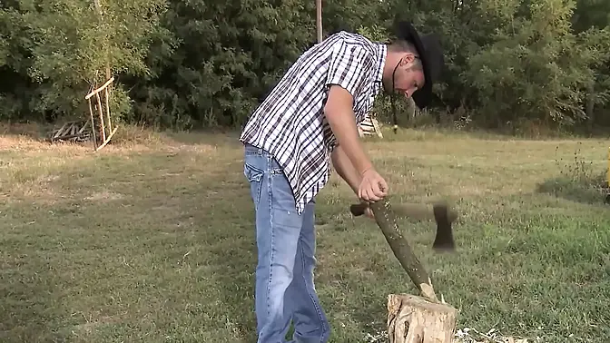 Farm girl rides dick in cowgirl position