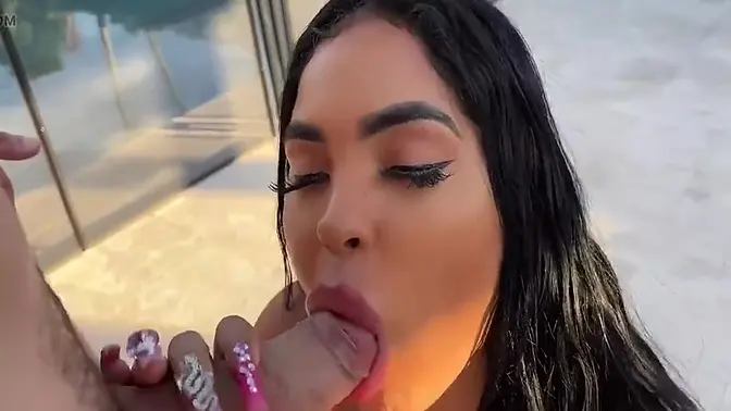 Giant Rear-end Hispanic Goldendoll06 Is Ravishing and Looking Sweet as Hell Outside in Her Attractive Pink Lingerie! I Fuck Her Right Outside