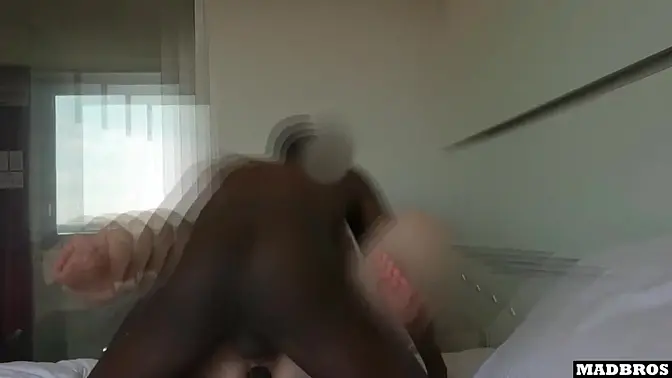 French blonde gets stuck in elevator and gets fucked hard in parking lot