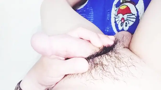 Young Japanese teen films herself getting fit and wet