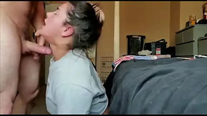 Hardcore Facefucking Gagging Drooling All Over His Huge Cock