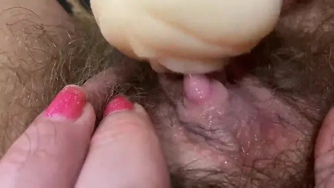 Girl-next-door wets her huge clit and cums hard