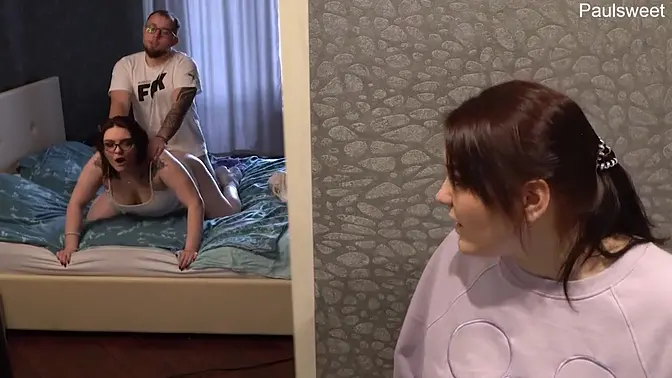 Hubby watches as I pound his wife's big ass