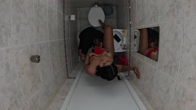 Latina amateur in bathroom gets big cock and real orgasm