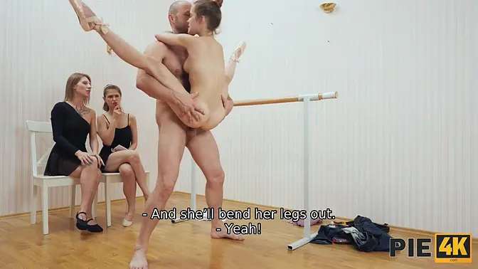 Handyman gets lucky with flexible ballerina's shaved pussy