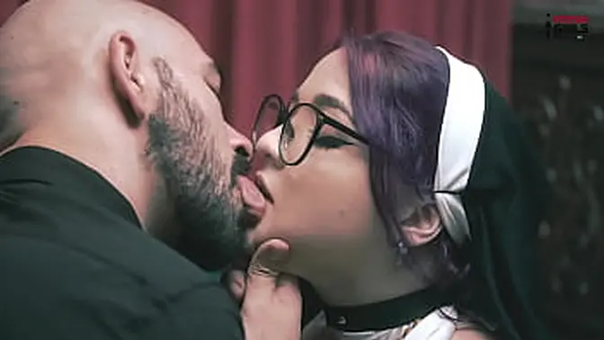 Curvy nun Madalena Nun takes it all, swallowing cum