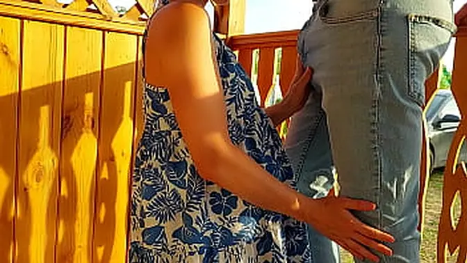 Russian MILF sucks huge cock in nature