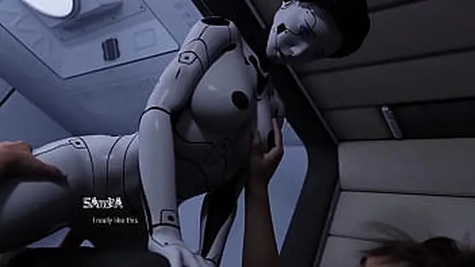 Hot blonde gets fucked by alien, witch, and robot in cyberpunk femdom scene