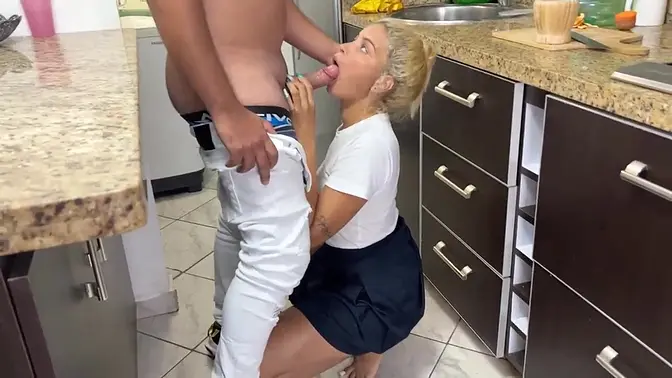 Stepdad offers his ball to lazy stepdaughter in exchange for slutty service