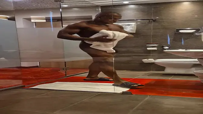 Busty brunette takes BBC in shower in Budapest