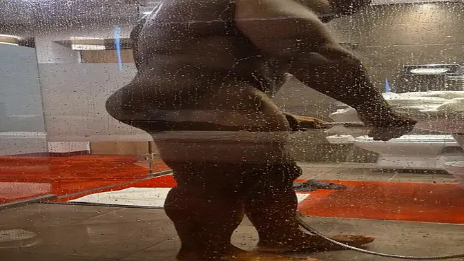 Busty brunette takes BBC in shower in Budapest