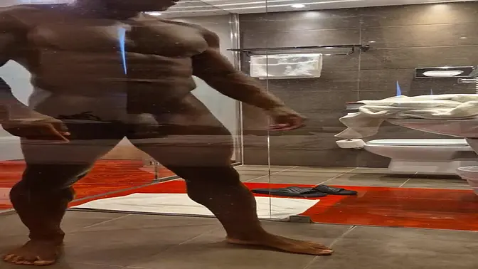 Busty brunette takes BBC in shower in Budapest