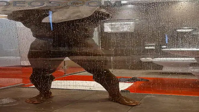 Busty brunette takes BBC in shower in Budapest