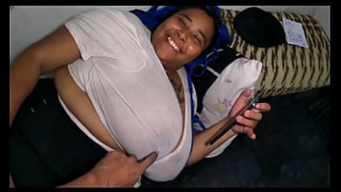 Busty BBW cries as her step brother fucks her ass🍑 while she watches porn