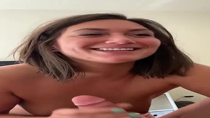 Naughty babe cheats on hubby with sloppy blowjob and cum swallow