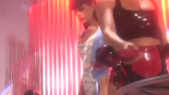 Latex masked subs teased by dominant lesbian