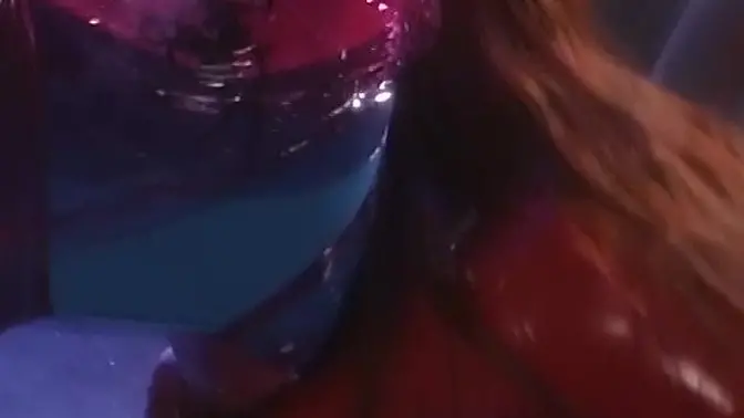 Redhead femme domina toys with bound submissive's pussy