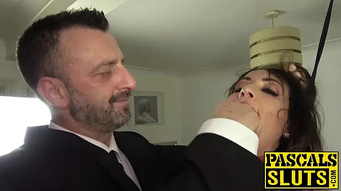 British submissive milf gets big cock and deepthroat