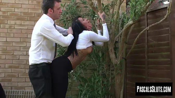 Dark-haired British babe Louise Kay tamed by dominant Pascal White