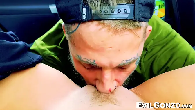 Tattooed blonde Brittany Bardot deepthroats and gets banged missionary