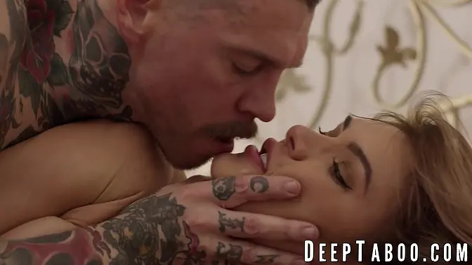 Tattooed hubby creampies busty wife in forbidden tryst