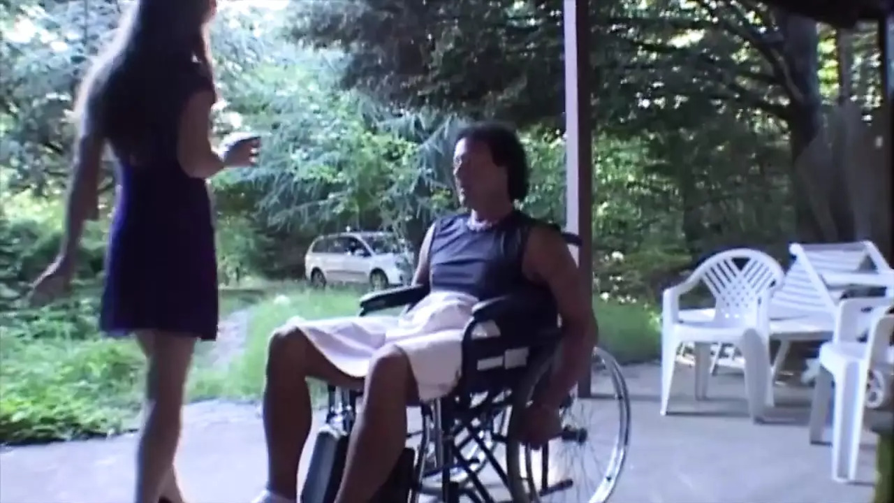 Busty caregiver licks her biggest tits and ass