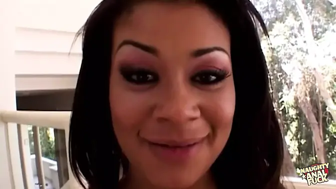 Pink ebony beauty loves anal threesomes with two white cocks