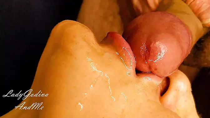 Hot MILF gives sloppy homemade blowjob with lots of saliva