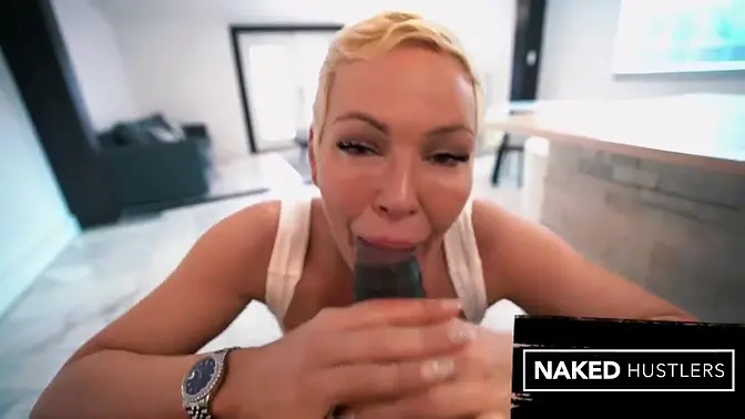 Blonde MILF in the kitchen - deep throat & doggystyle