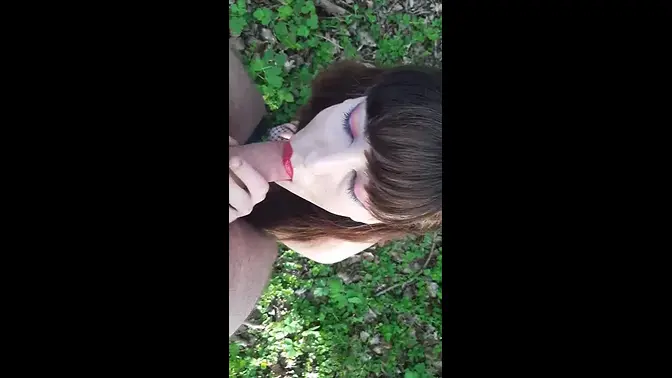 Teen suck dick outside