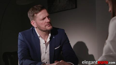 Curvaceous European temptress can′t help but devour his massive shaft