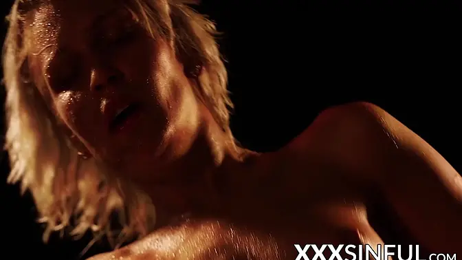 Dark room, massive cock, and a sinful beauty getting drilled