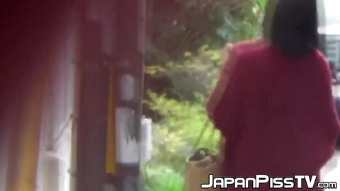 Nasty Japanese women pissing in public before scat