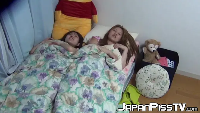 Japanese teen wets her bed at sleepover, caught on hidden camera