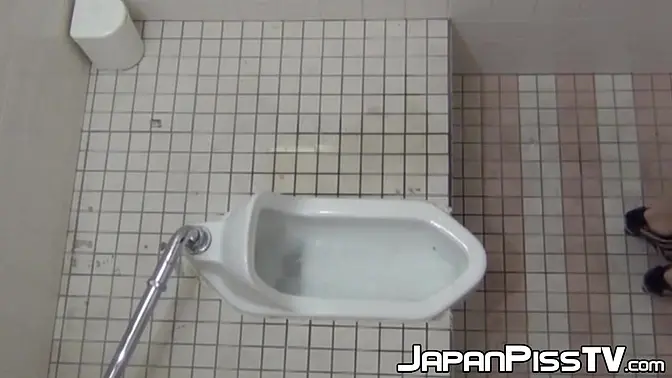 Hidden camera captures gorgeous Japanese babes peeing in the toilet