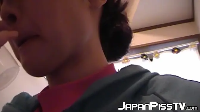 Adorable Japanese Teen Pisses in a Cup