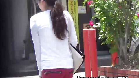 Japanese babes feel embarrassed as they are caught peeing