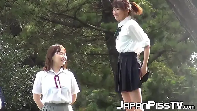 Hidden camera captures Japanese schoolgirls peeing in public