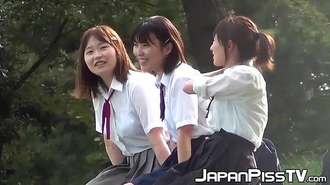 Hidden camera captures Japanese schoolgirls peeing in public