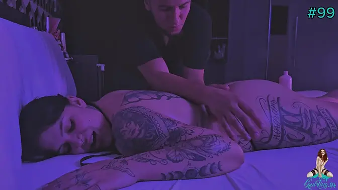 Sensual massage leads to a powerful female squirt