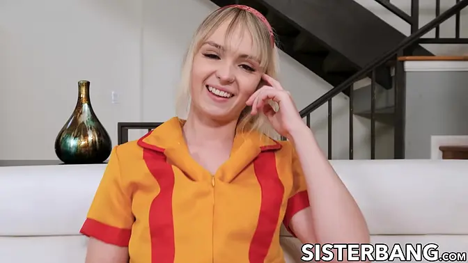 Lustful stepsister Lilly Bell craves to bend over for stepbrothers fat cock