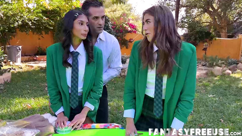 Nerdy schoolgirls Selina Bentz and Sona Bella crave teachers mature cock