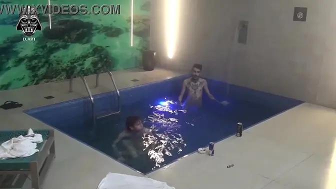 Poolside trio: Hotwife sucks and rides in motel threesome