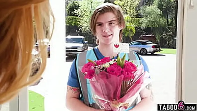 Young flower delivery guy gets gangbanged by a group of mature housewives