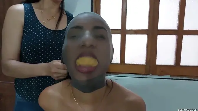 Latina teen glam model bound and gagged in lezdom bondage session